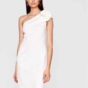 Babylon Sukienka koktajlowa N_MF5012 Biały Slim Fit