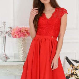 Sukienka asymetryczna z koronkową górą czerwona Samira Rozmiar: M