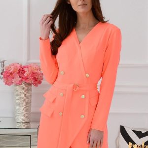 Sukienka dwurzędowa brzoskwinia neon Janet Rozmiar: S
