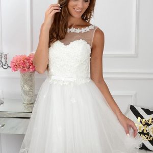 Sukienka Euforia kwiatuszki 3D biała Rozmiar: S/M