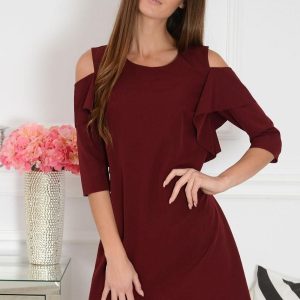 Sukienka gołe ramiona z rękawem burgund new Adria Rozmiar: XL