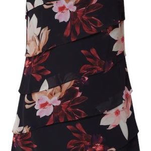 Sukienka koktajlowa w kwiatowe wzory z szyfonu