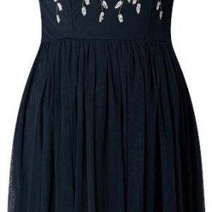 Sukienka koktajlowa z tiulu z kwiatowymi aplikacjami model ‘Nuria’