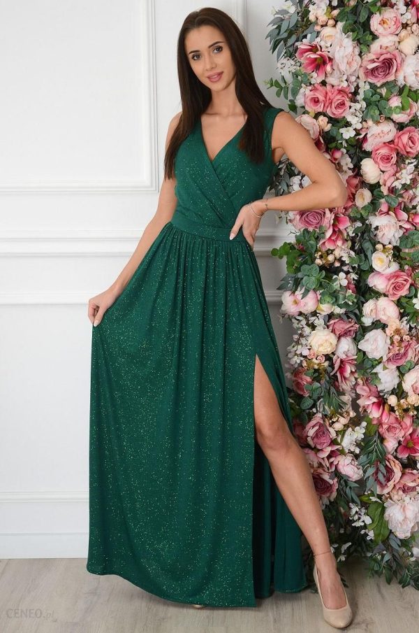 Sukienka maxi brokatowa ciemna zieleń Lukrecja New Rozmiar: XL
