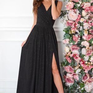 Sukienka maxi brokatowa czarna Lukrecja Rozmiar: L