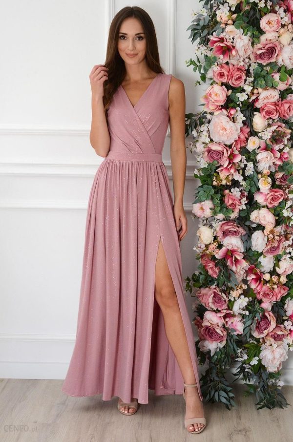 Sukienka maxi brokatowa retro róż Lukrecja Rozmiar: XL
