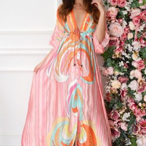 Sukienka maxi kimono satynowa multicolor Casey Rozmiar: L