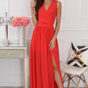 Sukienka maxi szyfonowa czerwona Lukrecja Rozmiar: XS