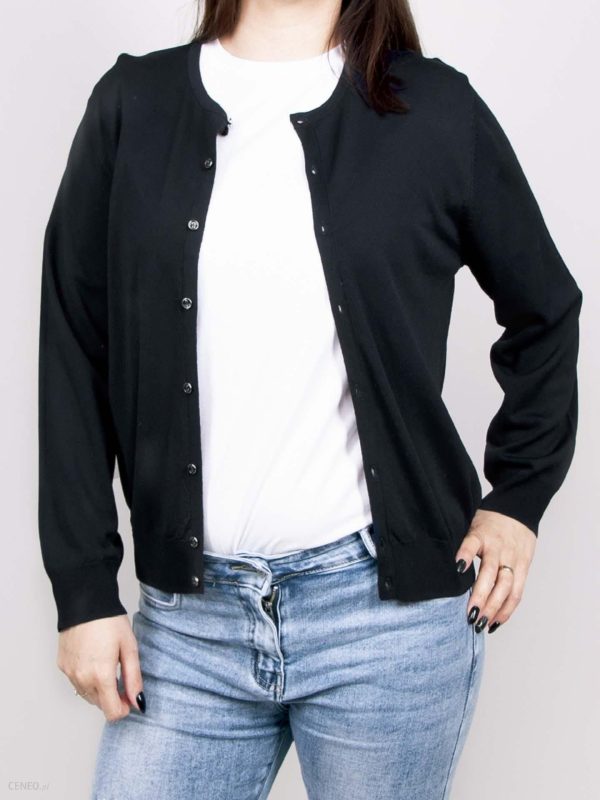 Yoclub Sweter damski zapinany na guziczki czarny : Rozmiar - XL